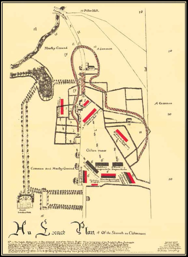 Plan depicting the skirmish at Clifton Moor