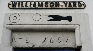 Williamson Yard - lintel inscribed RLE 1697